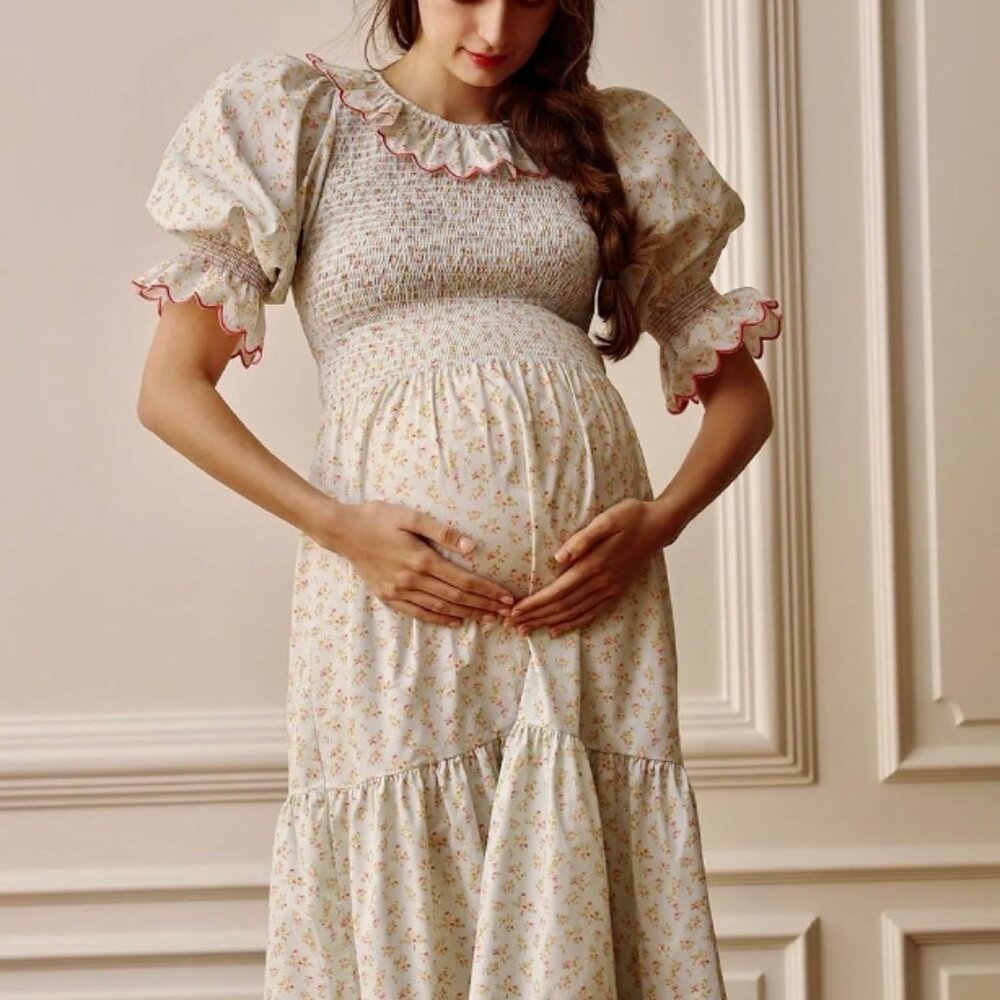 Nothing Fits but Maternity Dress Nadia Scalloped Dress Floral, Scalloping